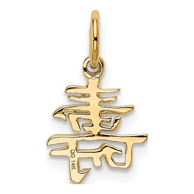 14K Yellow Gold Chinese Long Life Pendant – view 4