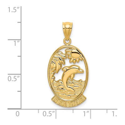 14K Yellow Gold Dolphin Sunset Pendant – view 4