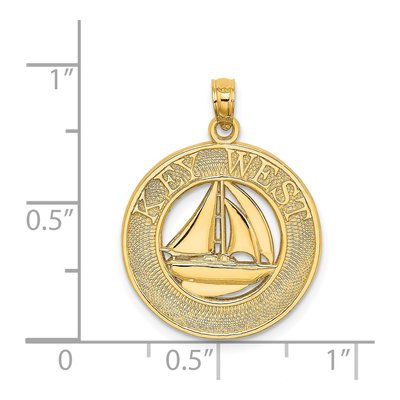 14K Yellow Gold Sailboat Circle Charm – view 5