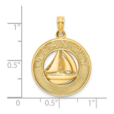 14K Yellow Gold Ocean City Sailboat Pendant – view 4