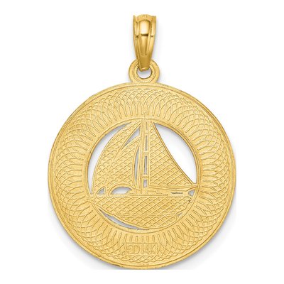 14K Yellow Gold Ocean City Sailboat Pendant – view 5