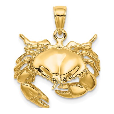 14K Yellow Gold Crab Charm