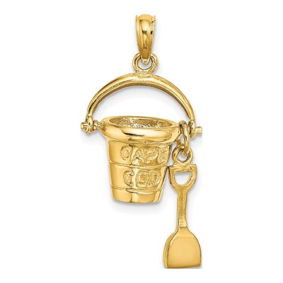 14K Yellow Gold Cape Cod Bucket Shovel Charm