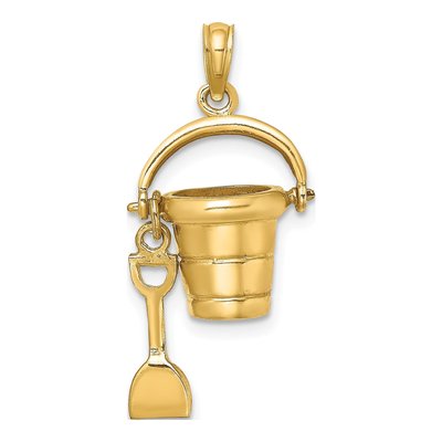 14K Yellow Gold Ocean City Bucket Shovel Charm – view 5
