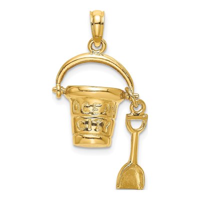 14K Yellow Gold Ocean City Bucket Shovel Charm