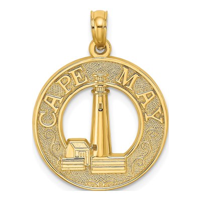14K Yellow Gold Cape May Lighthouse Pendant