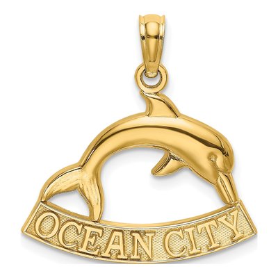 14K Yellow Gold Dolphin Charm