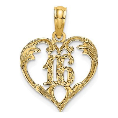 14K Yellow Gold Inside Heart Pendant