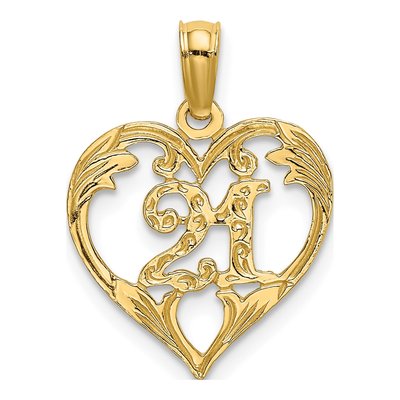 14K Yellow Gold Heart Pendant