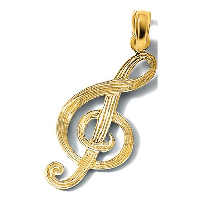 14K Yellow Gold Treble Clef for Musicians Charm – view 6
