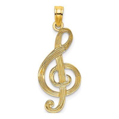 14K Yellow Gold Treble Clef for Musicians Charm