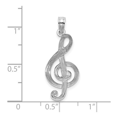 14K White Gold Textured Treble Clef Charm – view 4