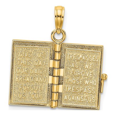 14K Yellow Gold 3-D Holy Bible Pendant – view 8