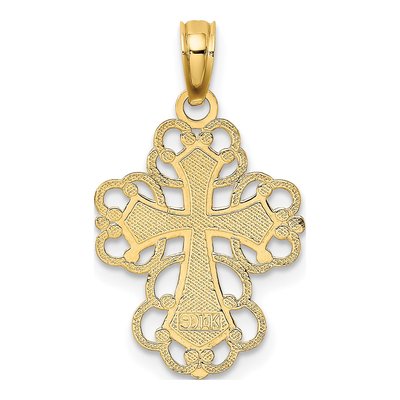 14K Yellow Gold Beaded Lace Cross Pendant – view 5