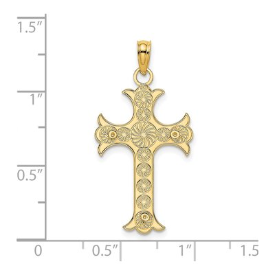 14K Yellow Gold Textured Cross Pendant – view 4