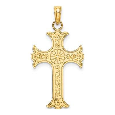 14K Yellow Gold Textured Cross Pendant – view 5