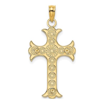 14K Yellow Gold Textured Cross Pendant