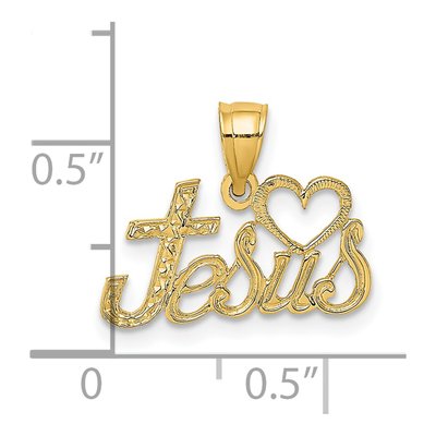 14K Yellow Gold Heart Jesus Script Charm – view 4