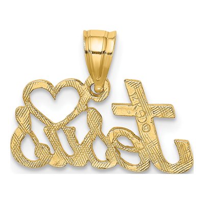 14K Yellow Gold Heart Jesus Script Charm – view 5