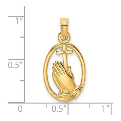 14K Yellow Gold Praying Hands Cross Charm – view 4