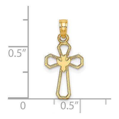 14K Yellow Gold Cut-Out Cross Dove Charm – view 4