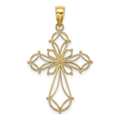 14K Yellow Gold Cut-Out Cross Pendant
