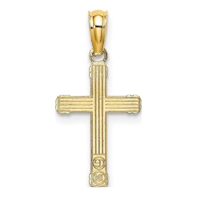 14K Yellow Gold Textured Cross Charm – view 5