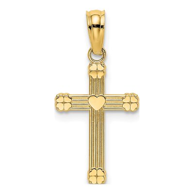 14K Yellow Gold Textured Cross Charm