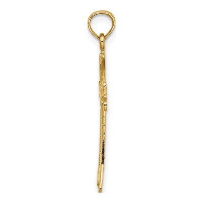 14K Yellow Gold Engraved Cross Heart Pendant – view 3