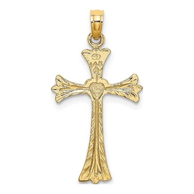 14K Yellow Gold Engraved Cross Heart Pendant – view 5