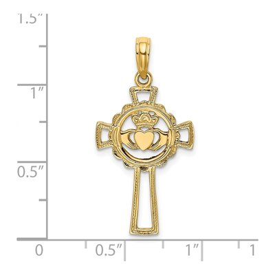 14K Yellow Gold Claddagh Cross Pendant – view 4