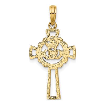 14K Yellow Gold Claddagh Cross Pendant – view 5
