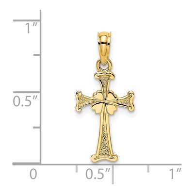 14K Yellow Gold 4-Leaf Clover Cross Charm – view 4
