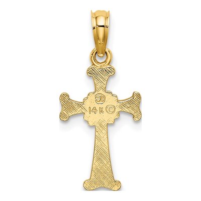 14K Yellow Gold 4-Leaf Clover Cross Charm – view 5