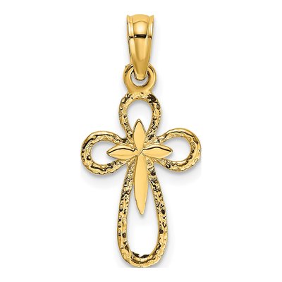 14K Yellow Gold Cut-Out Cross Pendant