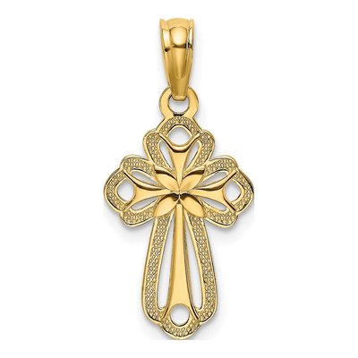 14K Yellow Gold Cut-Out Cross Pendant