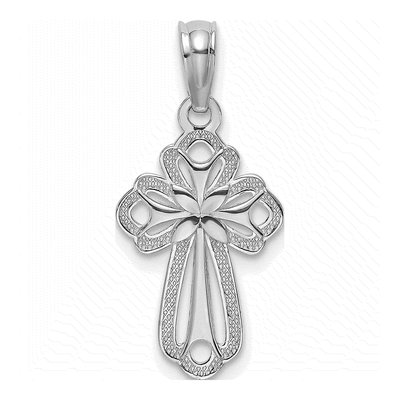 14K White Gold Cut-Out Cross Pendant