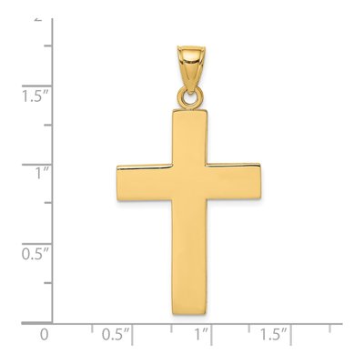 14K Yellow Gold Large Block Cross Charm – view 4