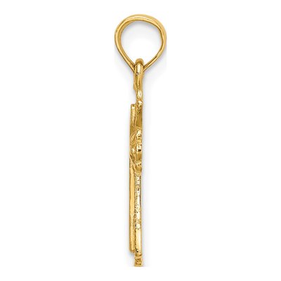 14K Yellow Gold Textured Small Cross Charm – view 3