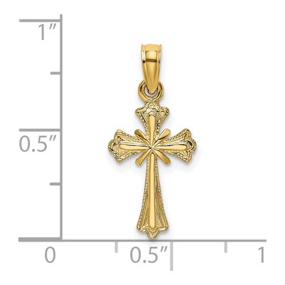 14K Yellow Gold Textured Small Cross Charm – view 4