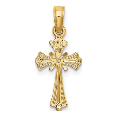 14K Yellow Gold Textured Small Cross Charm – view 5