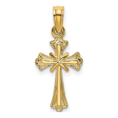 14K Yellow Gold Textured Small Cross Charm