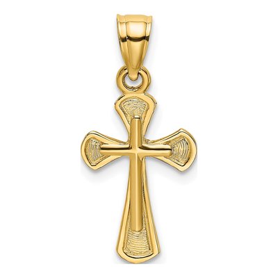 14K Yellow Gold Textured Cross Pendant