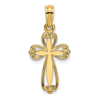14K Yellow Gold Cut-Out Cross Pendant