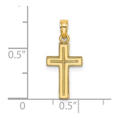 14K Yellow Gold Textured Cross Pendant – view 4