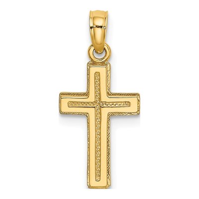 14K Yellow Gold Textured Cross Pendant