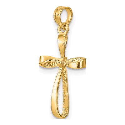 14K Yellow Gold Twisted Cross Pendant – view 6