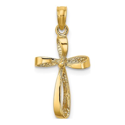 14K Yellow Gold Twisted Cross Pendant