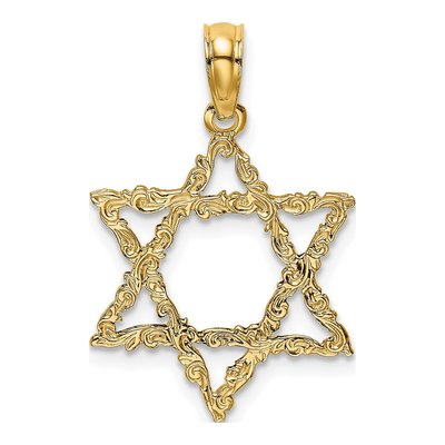 14K Yellow Gold Star of David Pendant