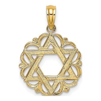 14K Yellow Gold Star of David Pendant